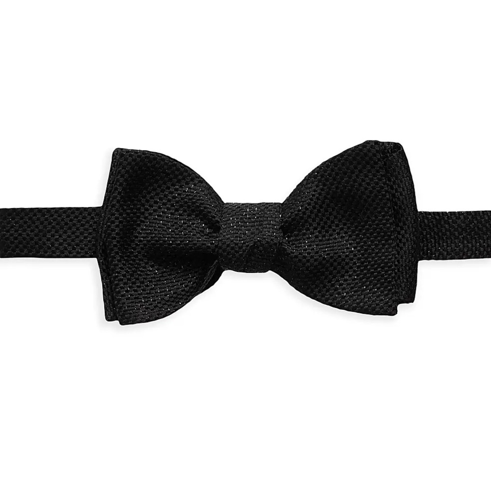ETON BLACK METALLIC SPARKLE SILK BOW TIE SELF TIE (not pre-tied)NWOT